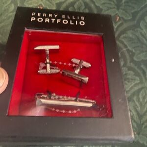 Perry Ellis Portfolio Silver Cufflinks